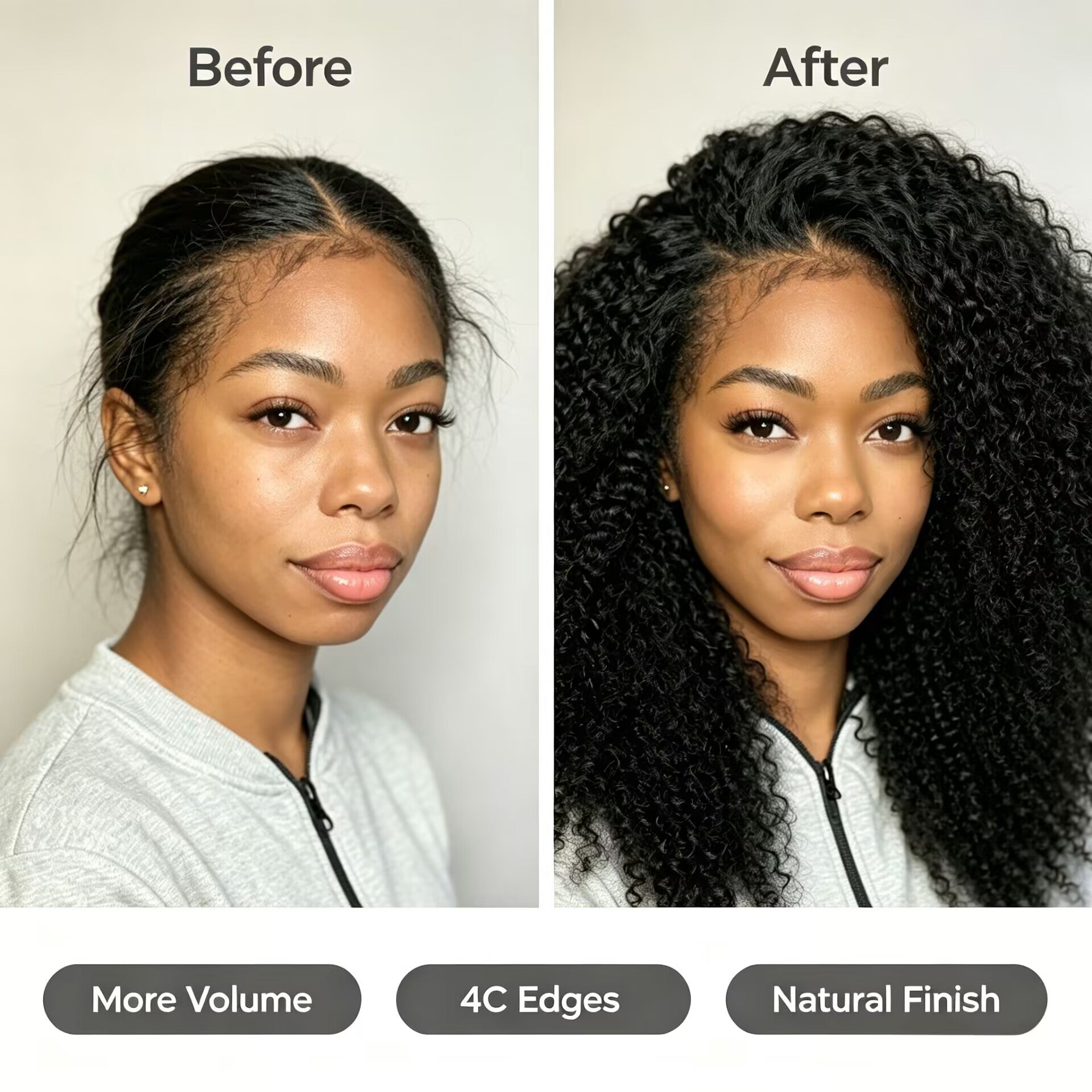 Zlike 4C Kinky Edge Hairline Afro Kinky Curly Glueless Wig Pre-Cut 7x5 HD Lace Human Hair Wig with Pre-Bleached Knots
