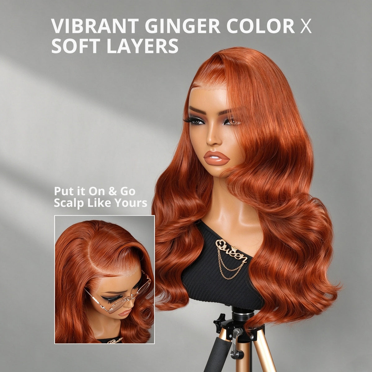 Zlike Body Wave Ginger Wigs Layered Hair Side Part Redhead 13x4 Lace Front Wigs