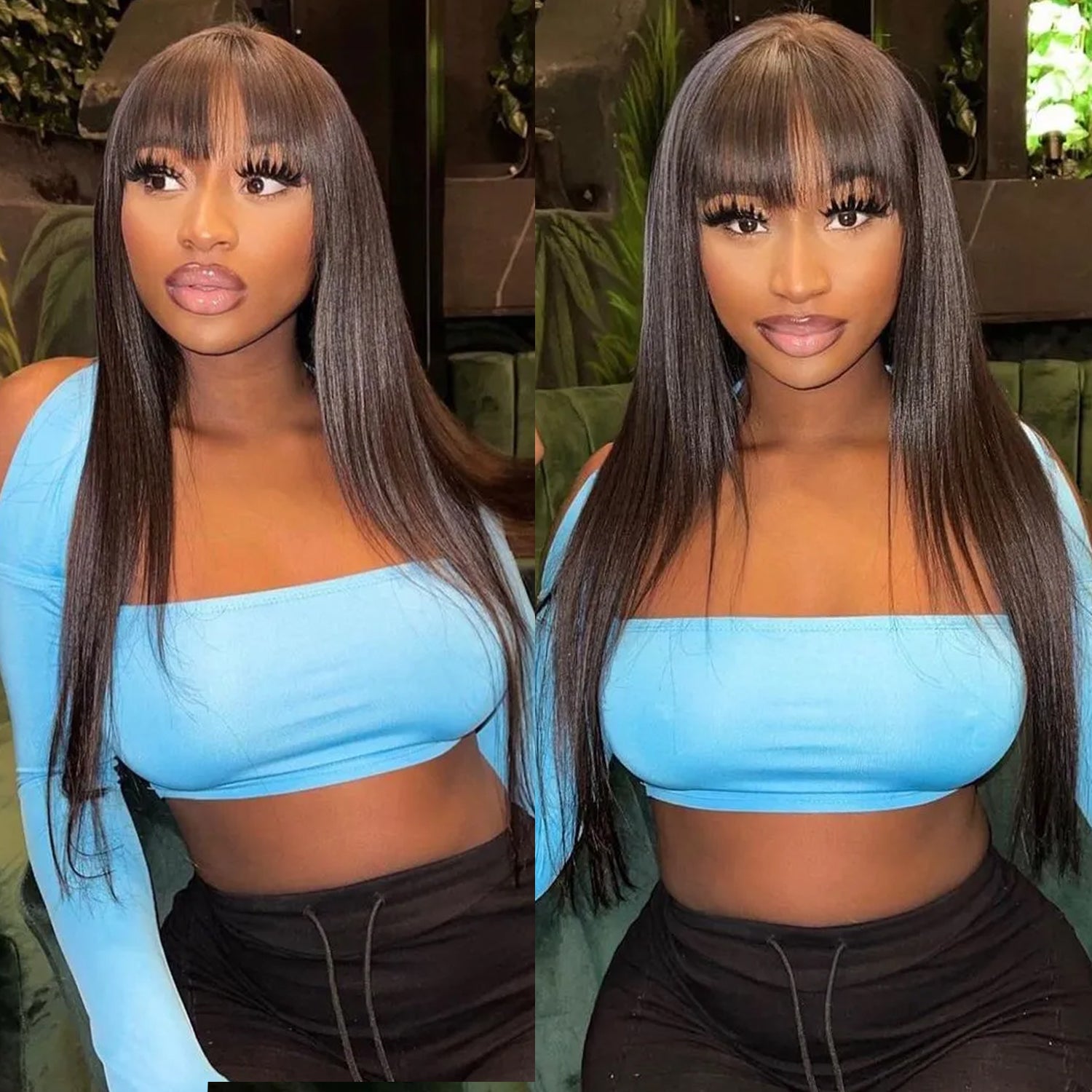 $129 = 2 Wigs | 10Inch 99J Straight Bob 13X4 Lace Front Wig + Glueless Wear & Go Straight Wig With Bangs