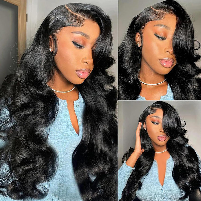 Body Wave 13x4 Transparent Lace Front Wig Pre Plucked Virgin Human Hair Wigs