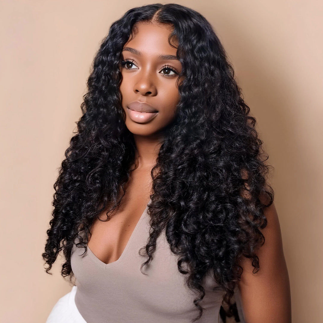 Zlike Super Bouncy Spiral Loose Curls Wigs 300% Density Human Hair Transparent Lace Front Wigs