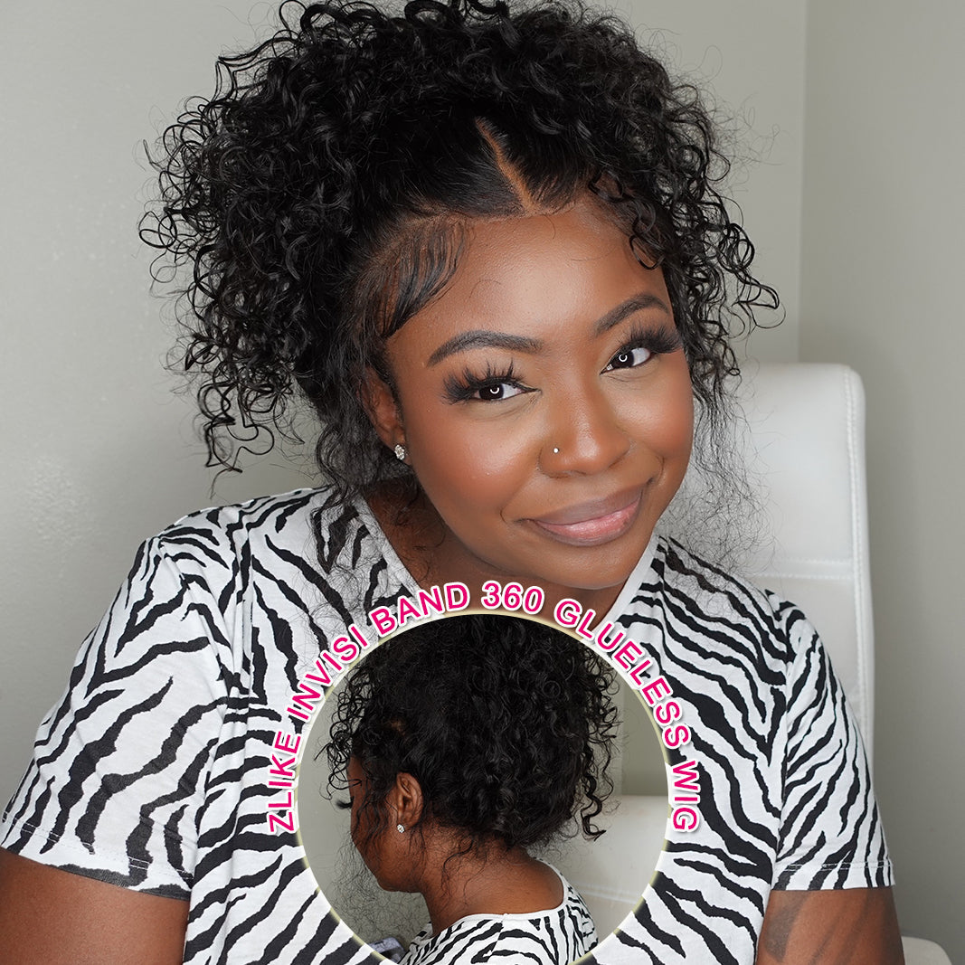 24"=$168 Water Wave Invisi-Strap 360 Lace Frontal Wigs Bleached Knots Pre Cut Human Hair Wigs