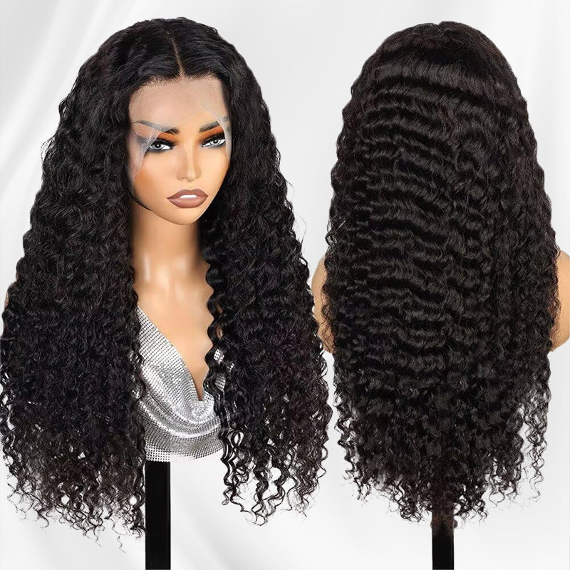 Clearance Sale | Deep Wave Transparent Lace Front Wigs 100% Human Hair Wigs Pre Plucked Hairline