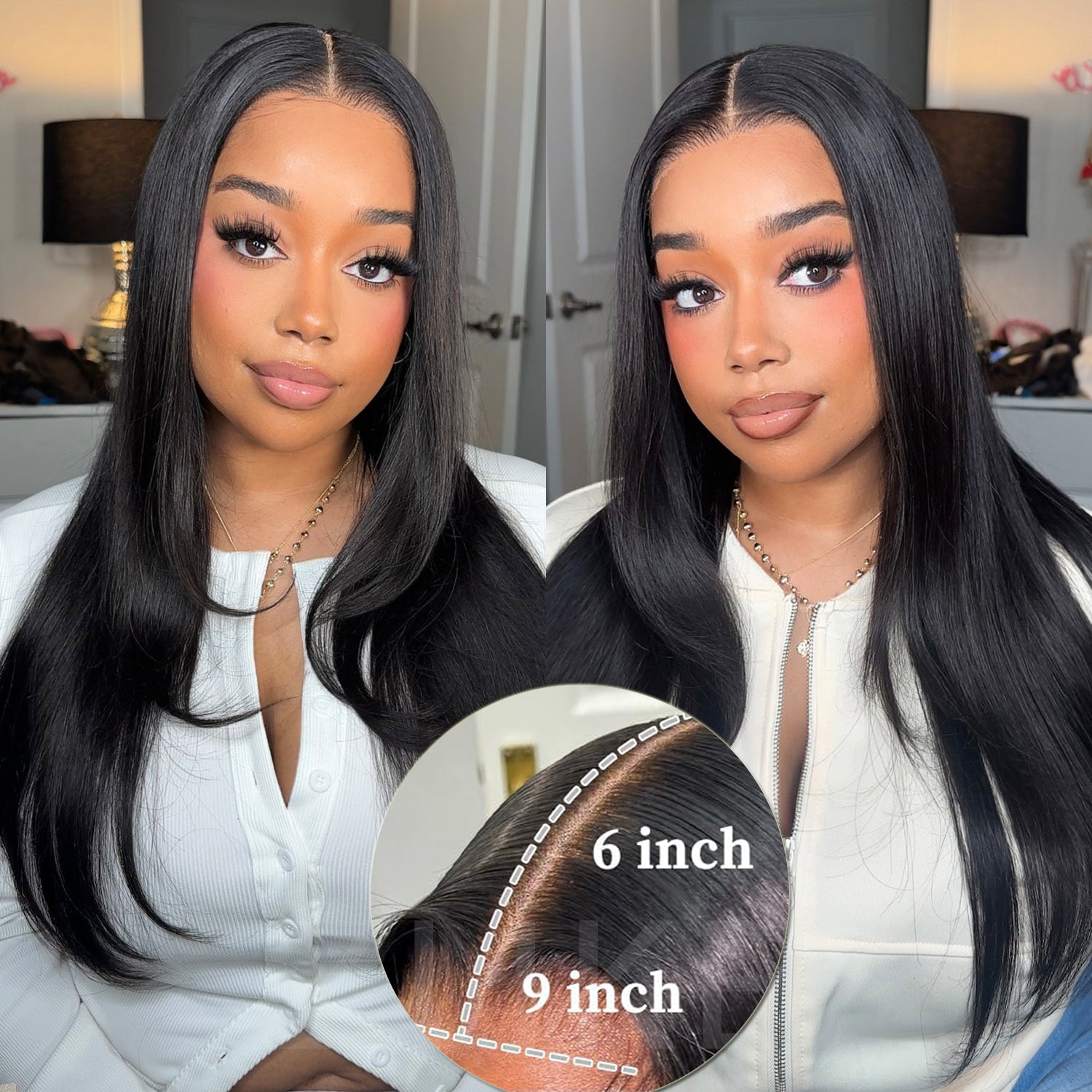 Flash Sale | Pre-Plucked Straight 9x6 Glueless Human Hair Lace Closure Wigs Bleached Knots Natural Hairline