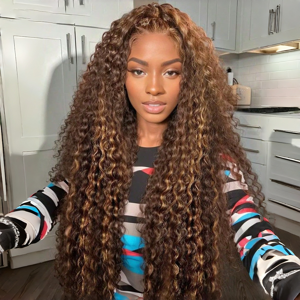 Clearance Sale |  Deep Wave 13x6 Lace Front Wigs Honey Blonde Highlight Human Hair Wigs