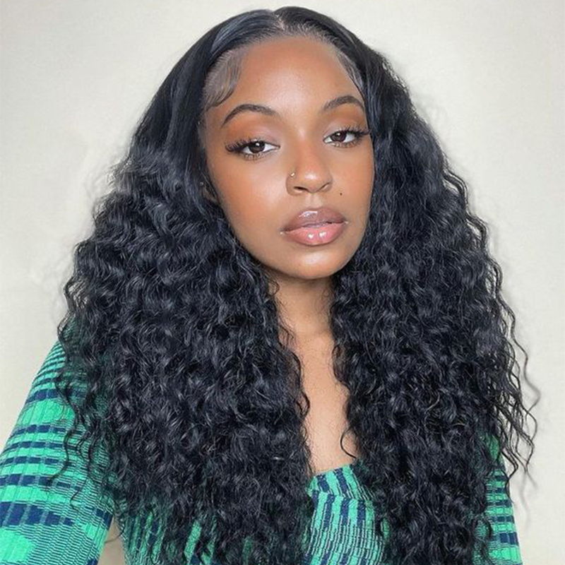 Natural Hairline Water Wave 100% Human Hair Wigs 13X4 Transparent Lace Front Wig