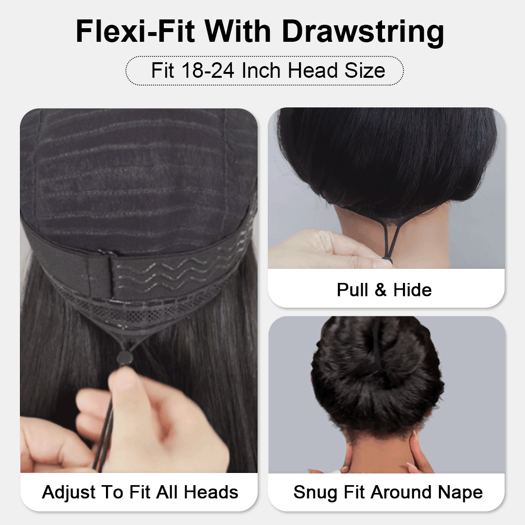 30"= $198 Straight Human Hair High Density Glueless Wigs 7×5 13×6 Lace Pre Plucked & Bleached Drawstring Wigs