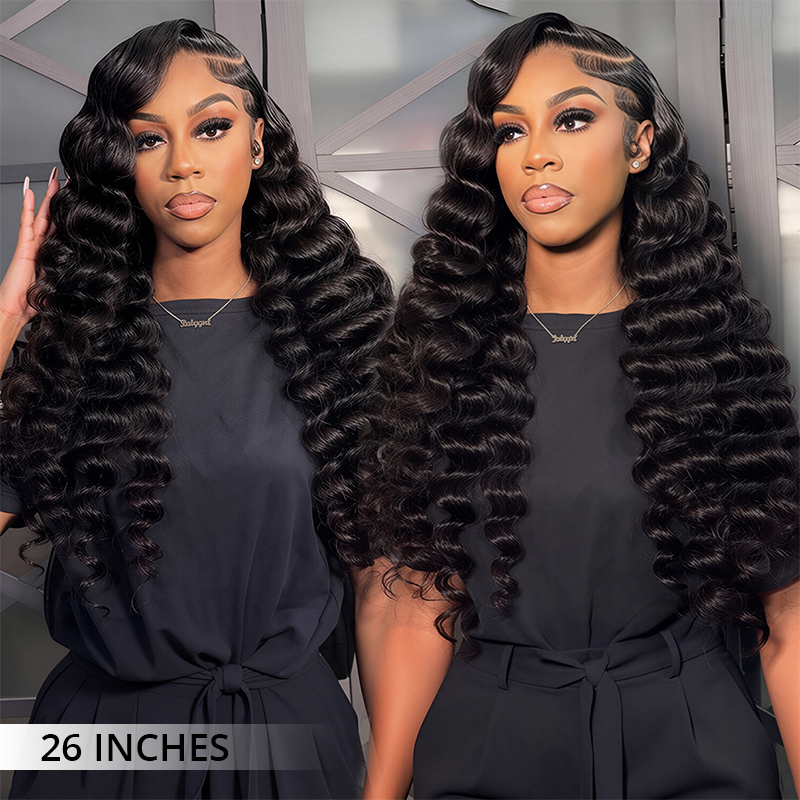 300% Density Luxury Custom Wigs Bouncy Wavy Lace Wig Super Double Drawn Virgin Human Hair Transparent Lace Front Wigs Pre Plucked Hairline