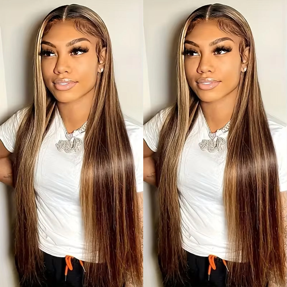 Highlight P4/27 Color Straight Hair Lace Front Wigs with Baby Hair Human Hair Wigs-Zlike