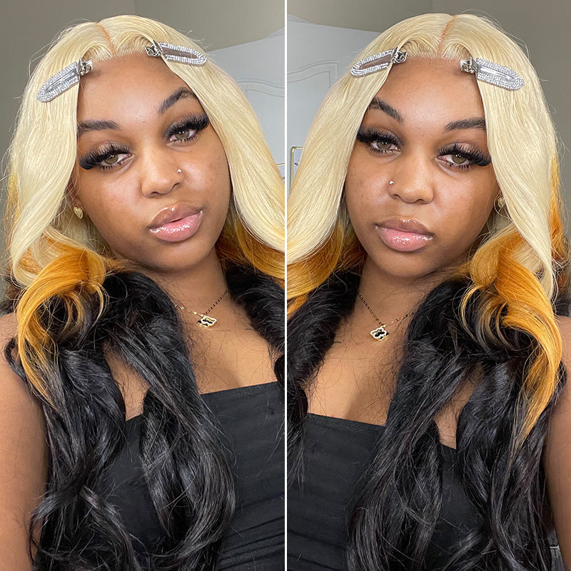 180% Density Ombre 613 Blonde Lace Wig Pre Plucked Transparent Lace Front Wigs