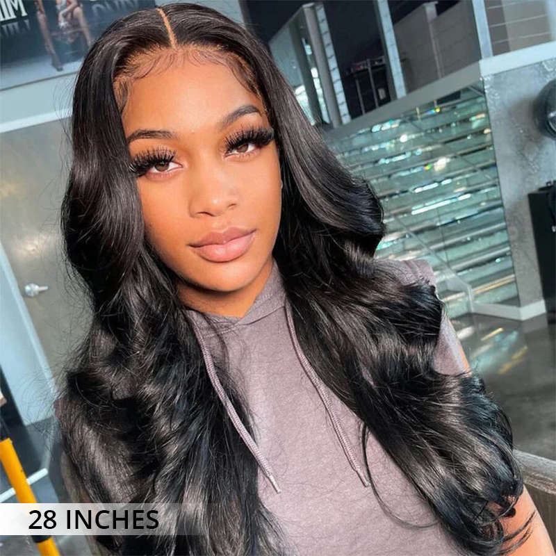 Zlike 180% Density 3D Body Wave Lace Frontal Wigs Human Hair Pre Plucked Gluless Wigs