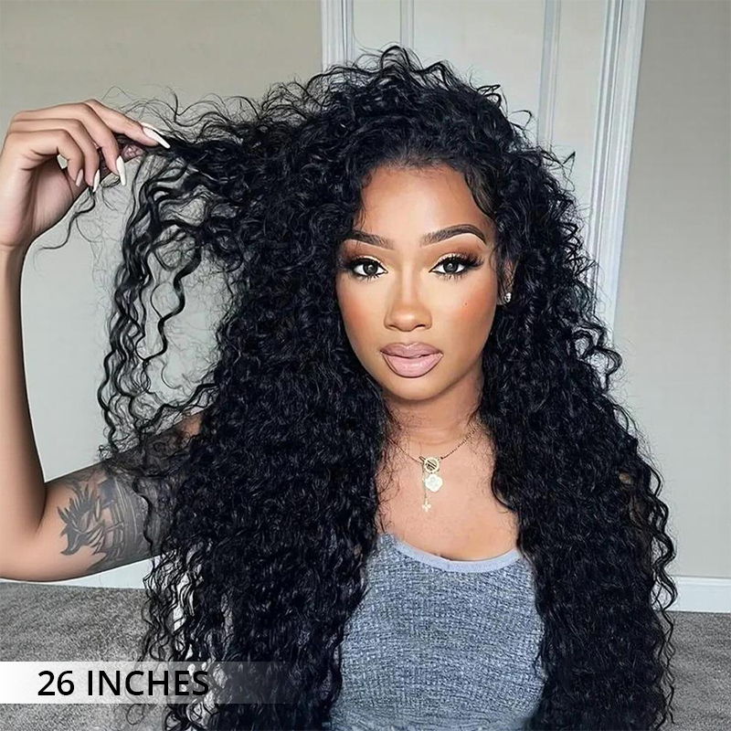 Zlike 3 In 1 Half Wigs Shaggy Wave Flexible Fit Half Wig With Elastic Drawstring Glueless Human Hair Wigs
