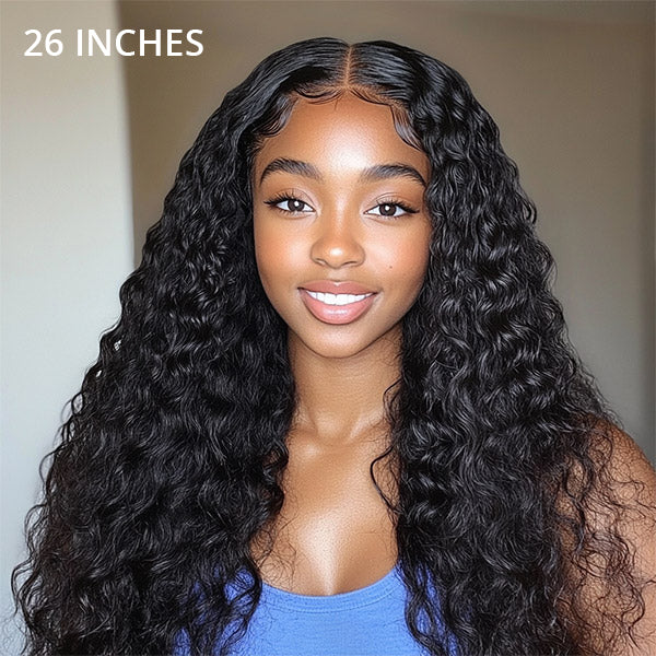 3 In 1 Half Wigs Water Wave Flexible Fit Half Wig With Elastic Drawstring Glueless Human Hair Wigs