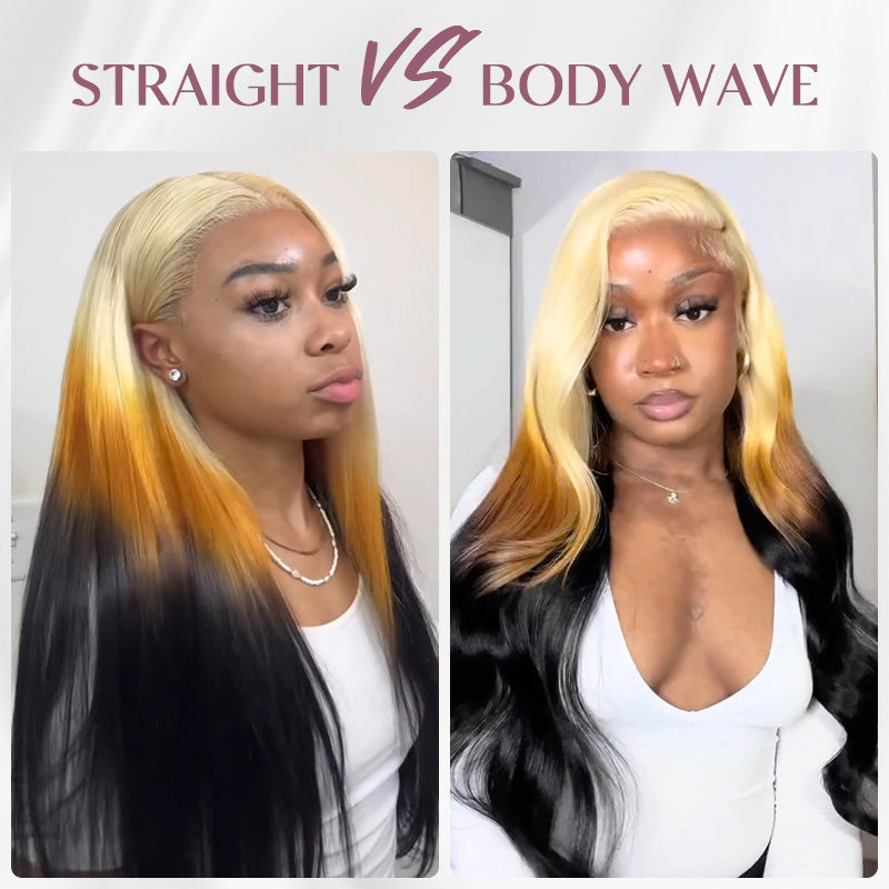 Ombre 613 Blonde Brown Silky Straight Transparent Lace Closure 100% Virgin Human Hair Wigs