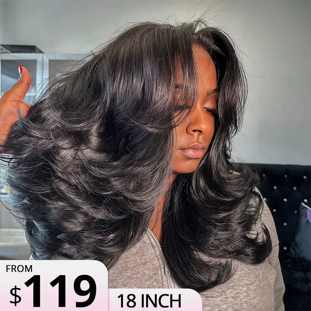 Zlike Peacock Curls 13x6 Full Pull Go Glueless Lace Front Wigs 100% Human Hair Layers Cut Wigs