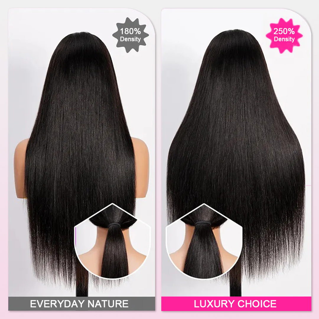 30"= $198 Straight Human Hair High Density Glueless Wigs 7×5 13×6 Lace Pre Plucked & Bleached Drawstring Wigs