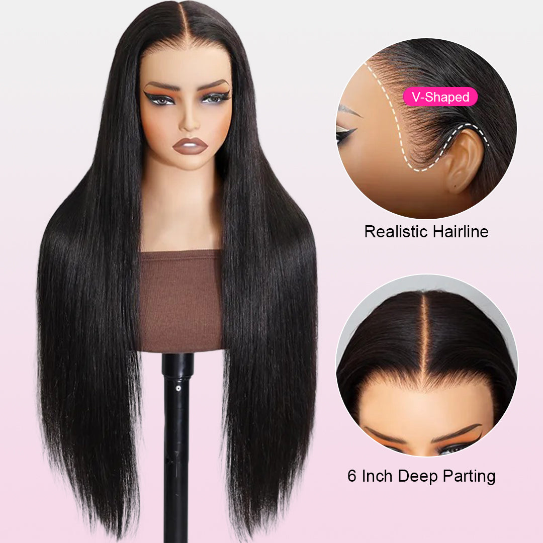 30"= $198 Straight Human Hair High Density Glueless Wigs 7×5 13×6 Lace Pre Plucked & Bleached Drawstring Wigs