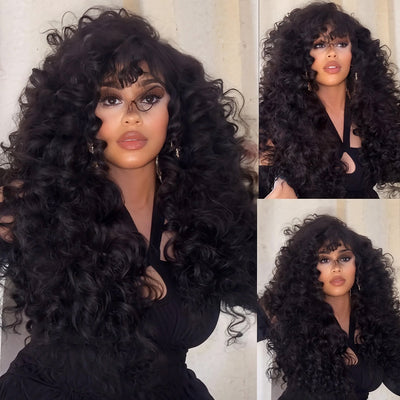 Zlike Hair Zlike 300% Density Bouncy Loose Curl Wigs 100% Human Hair Transparent Lace Front Wigs For Women