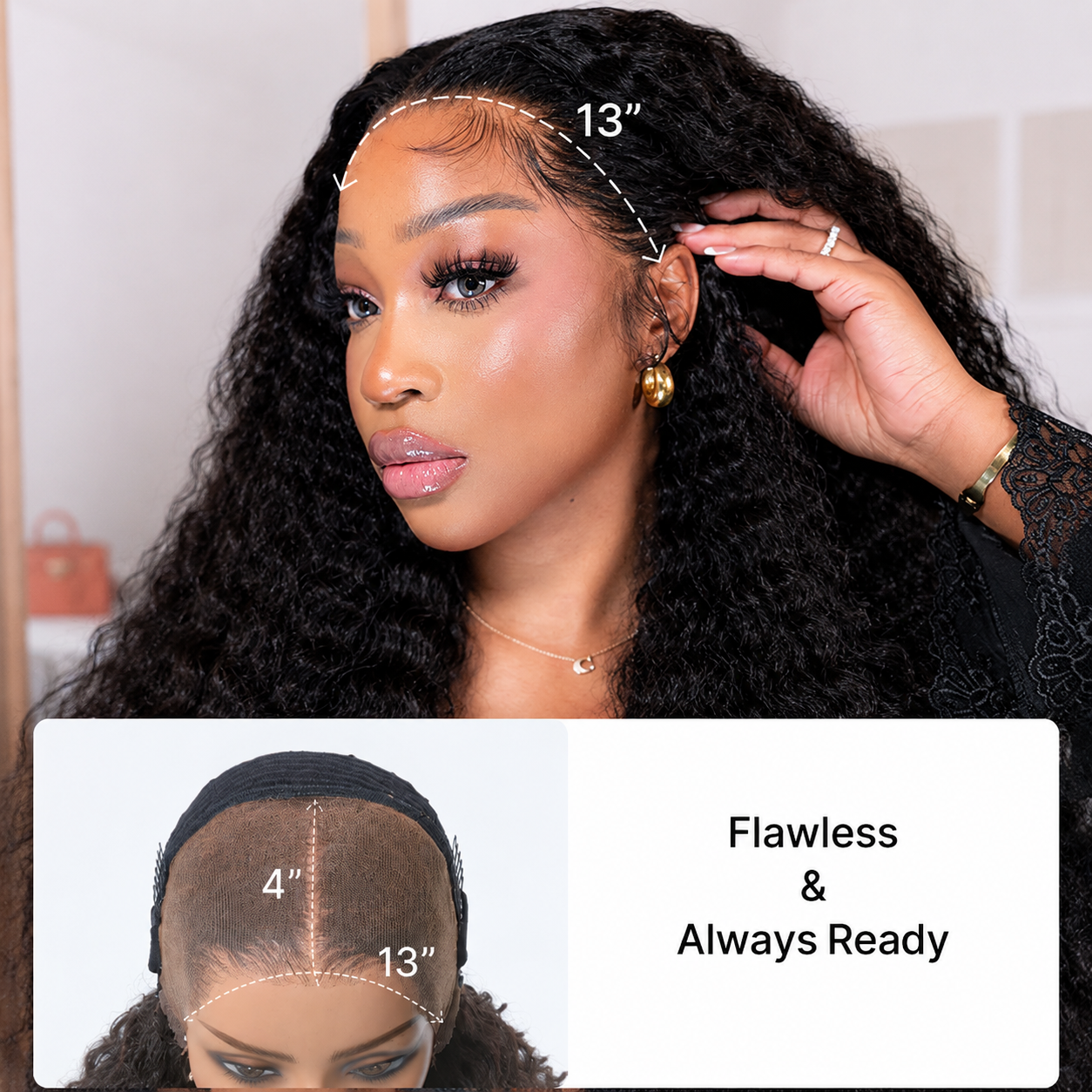 Zlike Raw Indian Lace Front Wigs Natural Wavy 300% Density Human Hair Wigs Pre Plucked