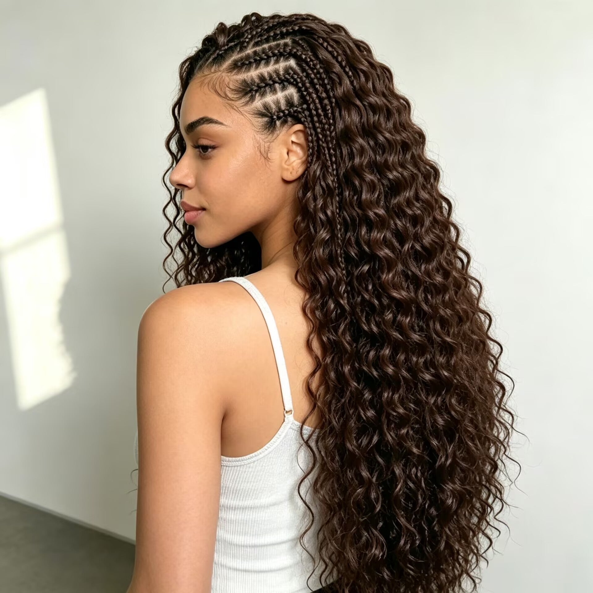 Zlike Boho Braided Water Wave Wig T1B/4 Ombre Brown 13x6 Lace Glueless Human Hair Wig