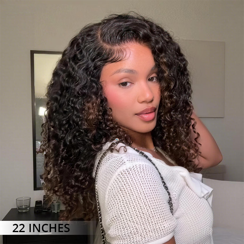 Zlike 250% Density Fluffy Layer Burmese Curly Wigs Pre-cut 7x5 Transparent Lace Closure Human Hair Wigs With Drawstring