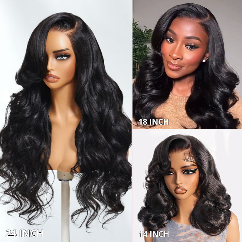 Zlike Pre-Styled Body Wave Wigs 100% Human Hair Transparent Glueless Lace Wigs