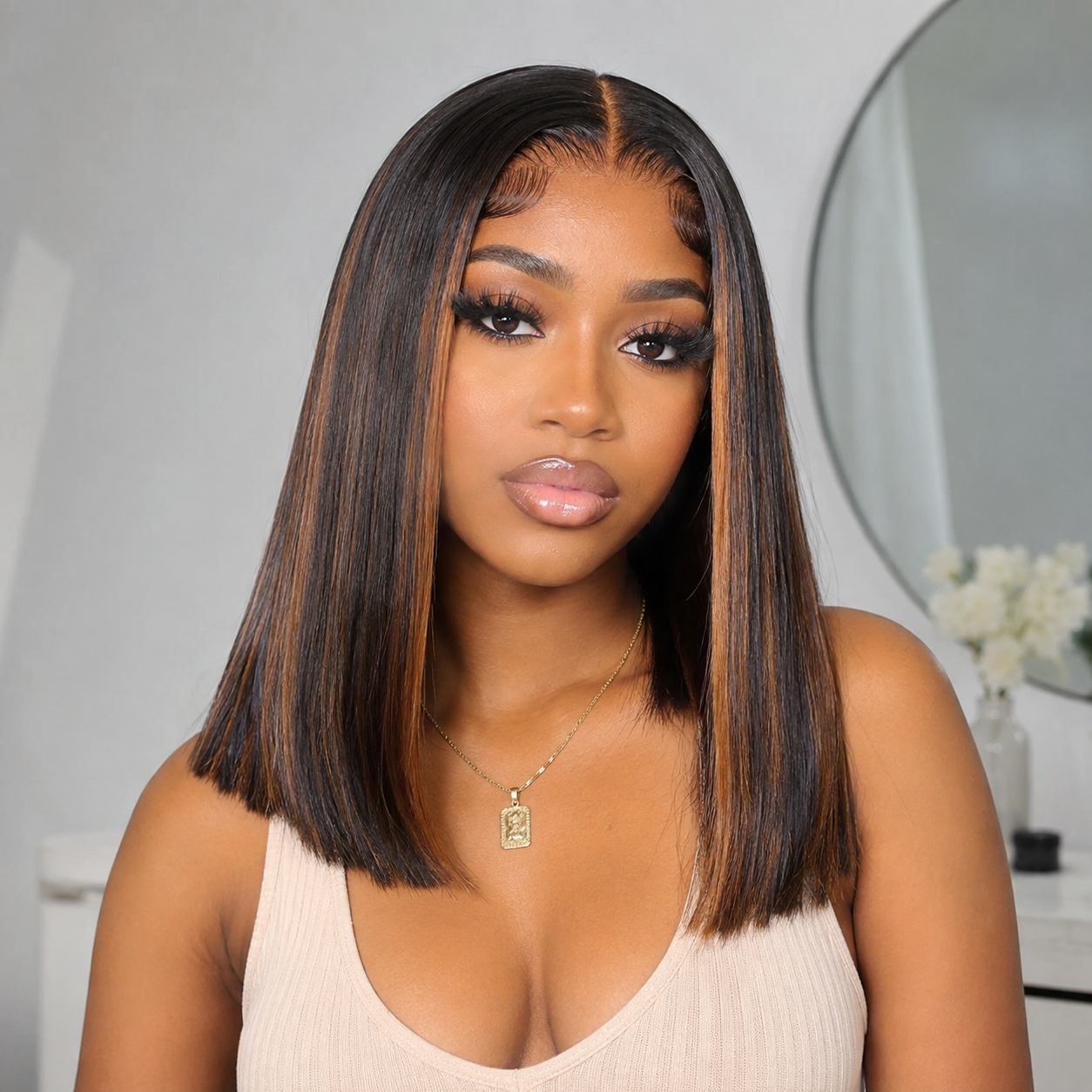 Zlike Balayage 1B/30# Colored BOB 7x5 Glueless Ready To Go Human Hair Wig
