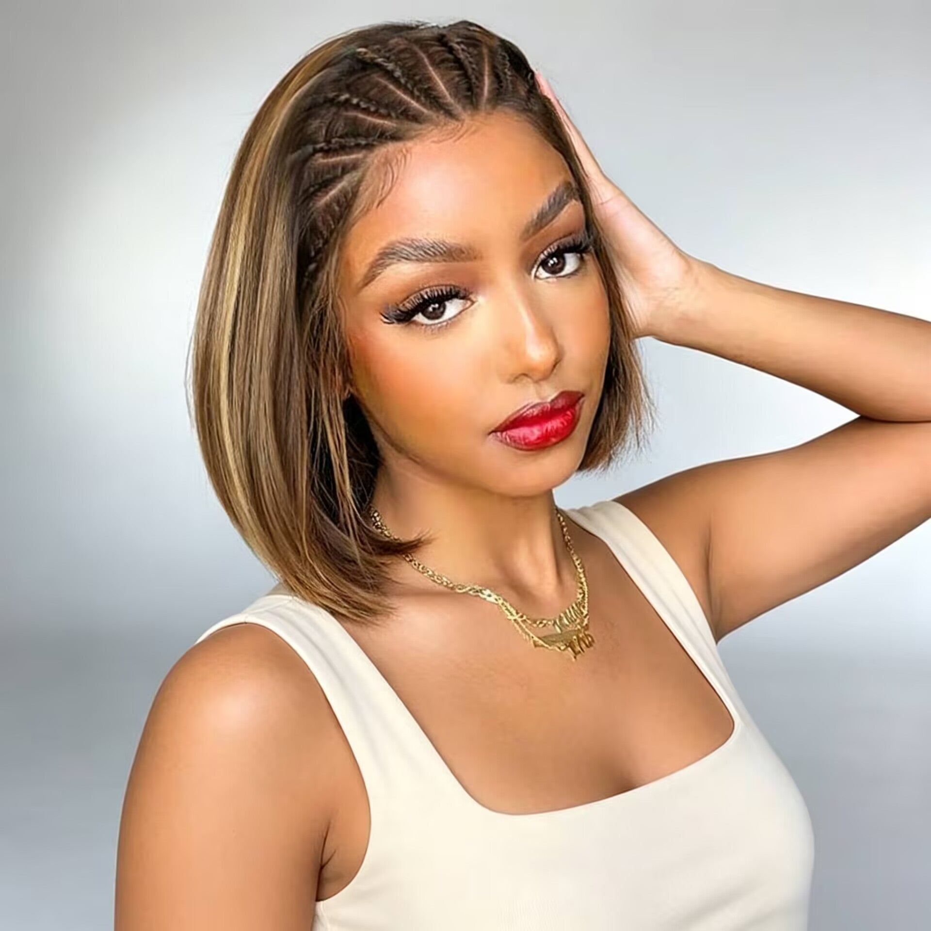 Zlike 7x5 Pre-Cut Lace Bohemian Braids Straight Bob Wig Glueless Human Hair Wig Ready to Wear