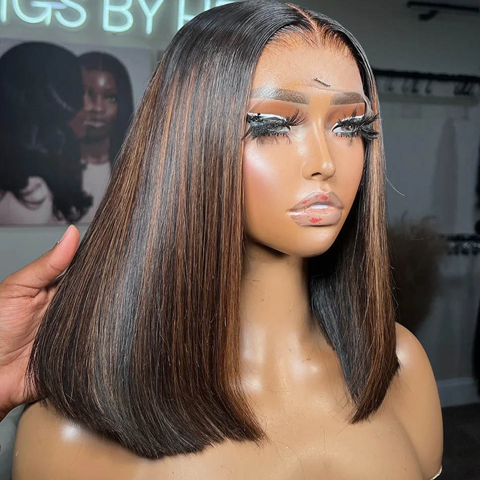 Zlike Balayage 1B/30# Colored BOB 7x5 Glueless Ready To Go Human Hair Wig