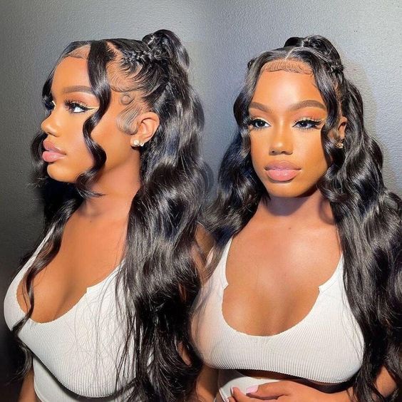 360 Lace Frontal Wigs Body Wave Invisi-Band Transparent Lace Frontal Human Hair Wigs Bleached Knots