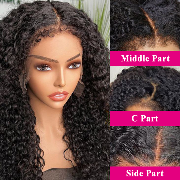 4C Curly Edges Invisi-Band 360 Kinky Curly Lace Front Wig Pre Bleached Human Hair Wigs With Curly Baby Hair