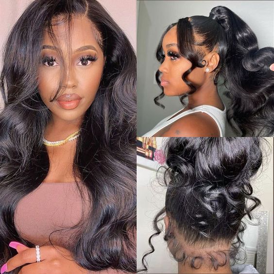 360 Lace Frontal Wigs Body Wave Invisi-Band Transparent Lace Frontal Human Hair Wigs Bleached Knots