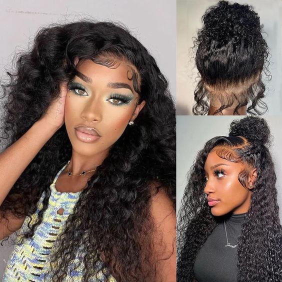 Invisi-Band Deep Wave 360 Lace Frontal Wigs Bleached Knots Human Hair Wigs