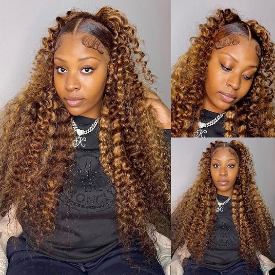 Flash Sale | Glueless 360 Invisi-Band Water Wave Lace Frontal Wigs Highlight Honey Blonde Human Hair Wigs