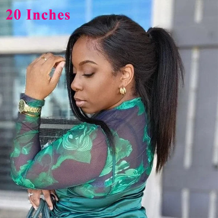 Zlike Pre Bleached Yaki Straight Invisi-Band 360 Lace Frontal Wig Glueless Human Hair Wigs