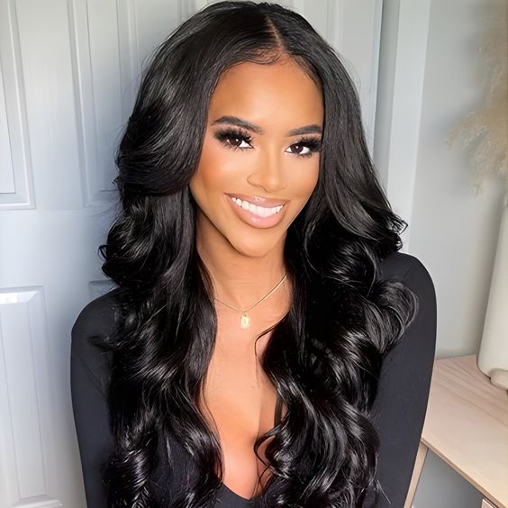 Code ZL100F Wear & Go Glueless Body Wave Pre Cut 5x5 Lace Closure Human Wigs