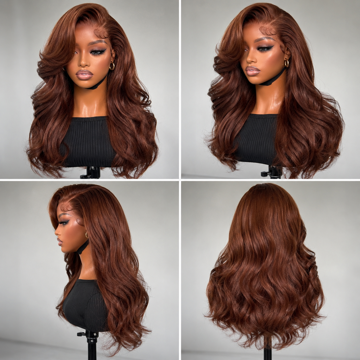 Zlike Brown Coloredbodu Human Hair Wigs Full And Bouncy Double Drawn Weft Made