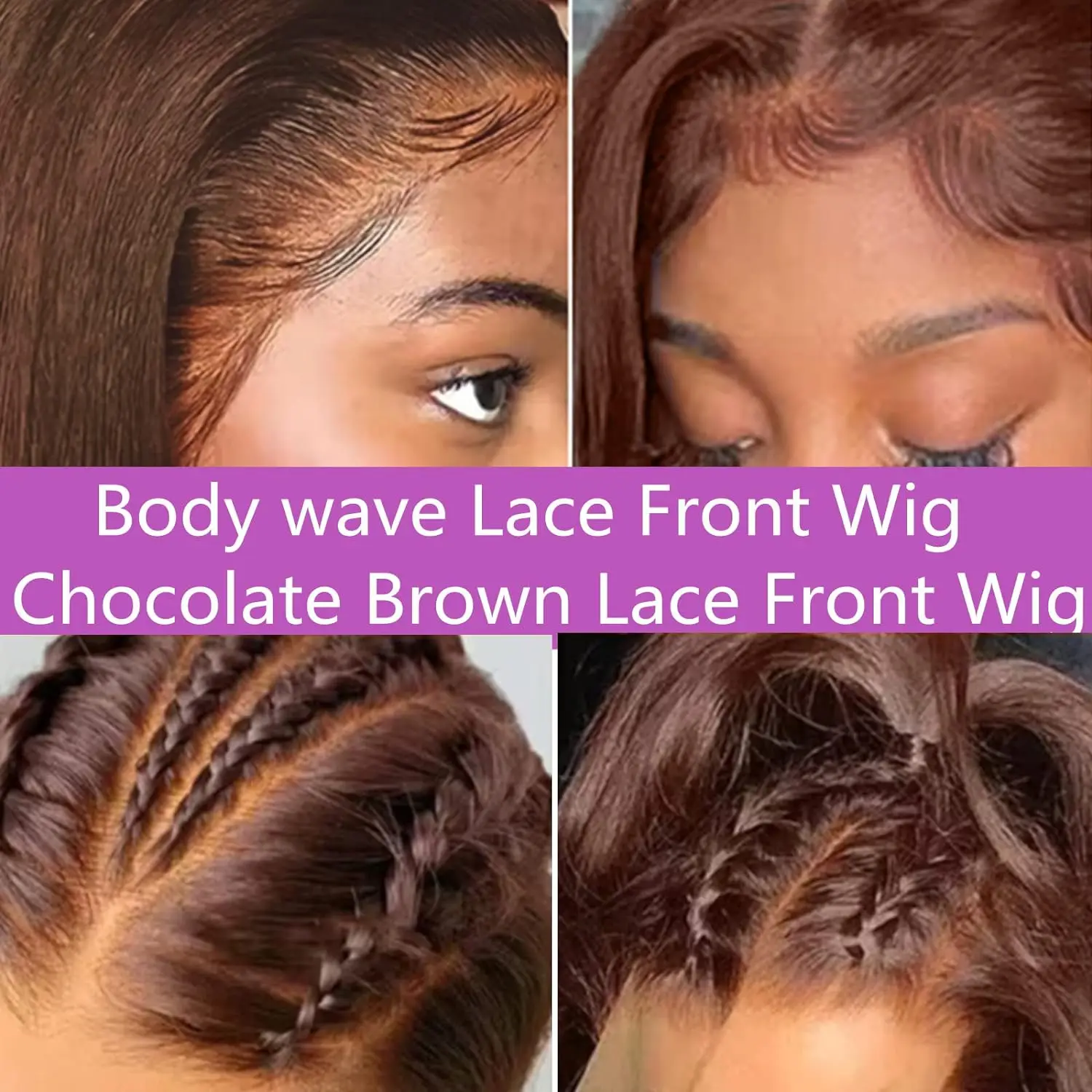 Zlike #4 Chocolate Brown Body Wave Wig Lace Front Human Hair Wigs Natural Hairline