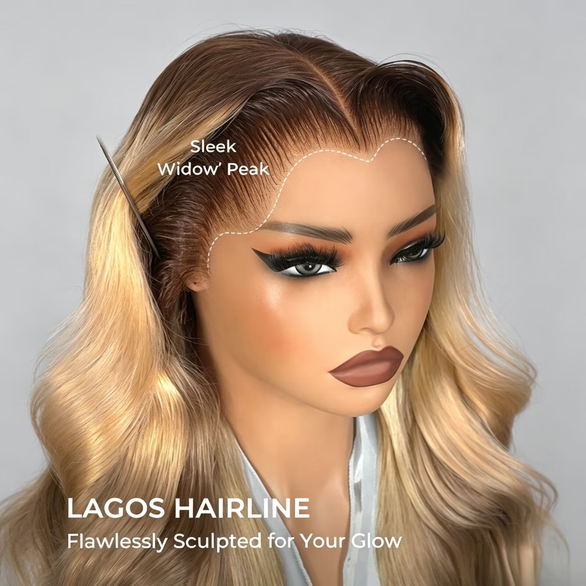 Zlike Ombre Blonde Lagos Hairline Loose Body Wave 7x5 Lace Frontal Glueless Human Hair Wig