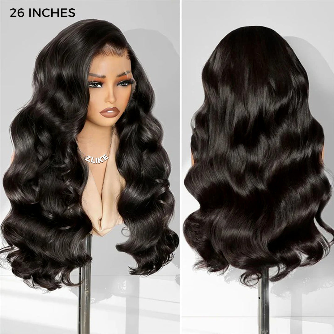Zlike 13x6 Body Wave Transparent Lace Front Wigs Human Hair for Women Human Hair Wigs with Baby Hair Natural Black