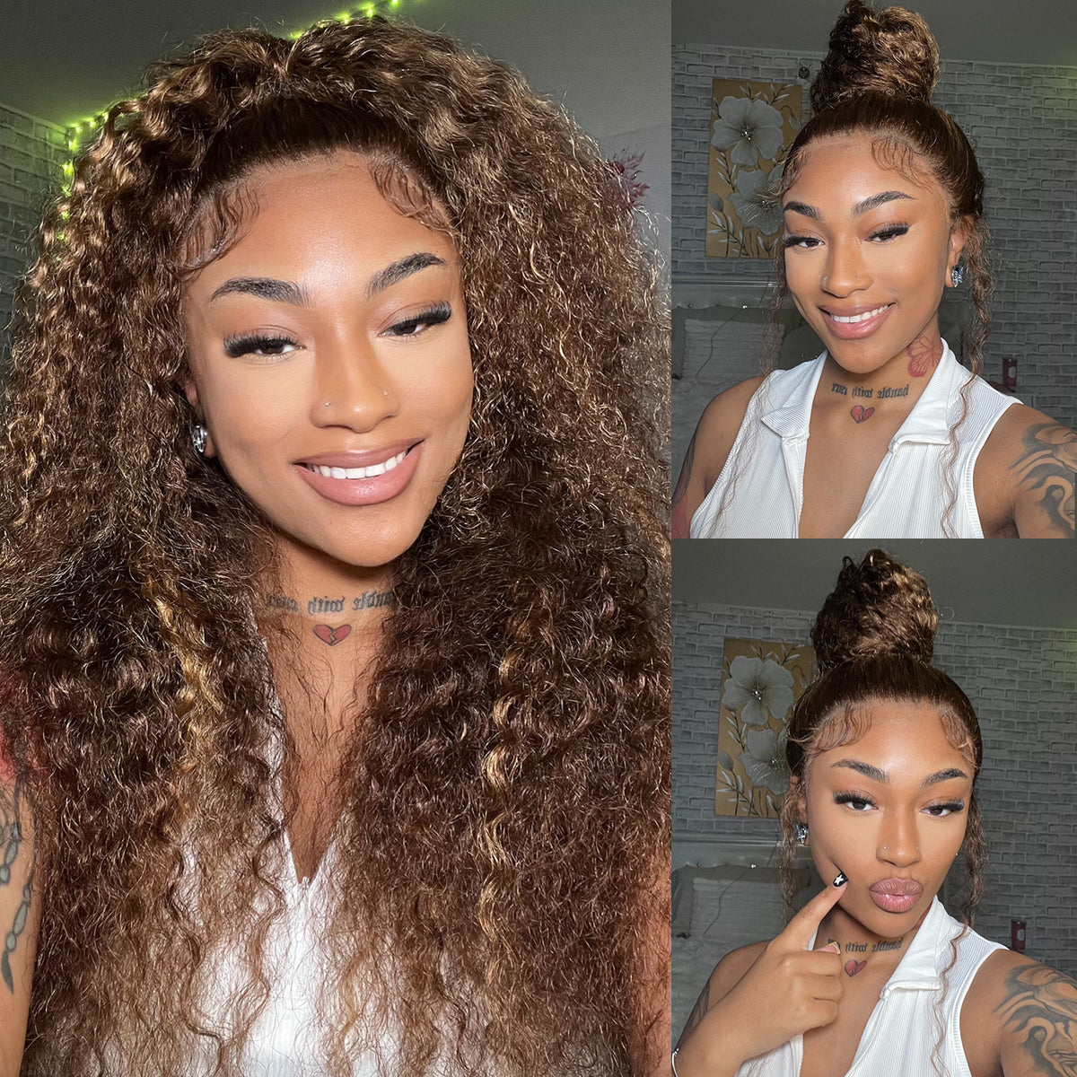 Flash Sale Glueless 360 Invisi Band Water Wave Lace Frontal Wigs Highlight Honey Blonde Human Wigs