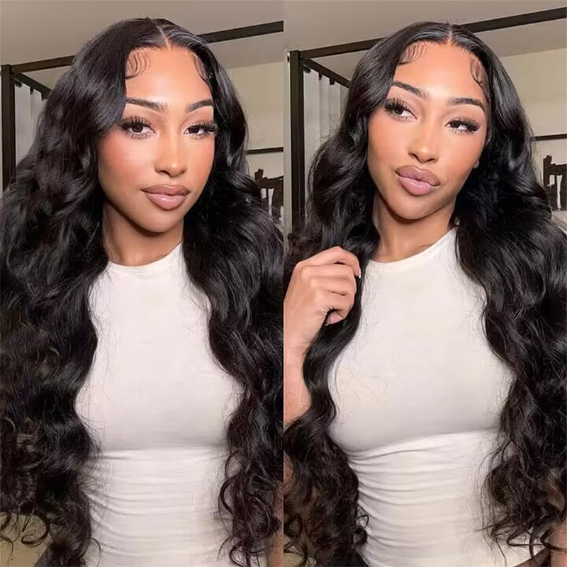 Body Wave 13x4 Transparent Lace Front Wig Pre Plucked Virgin Human Hair Wigs