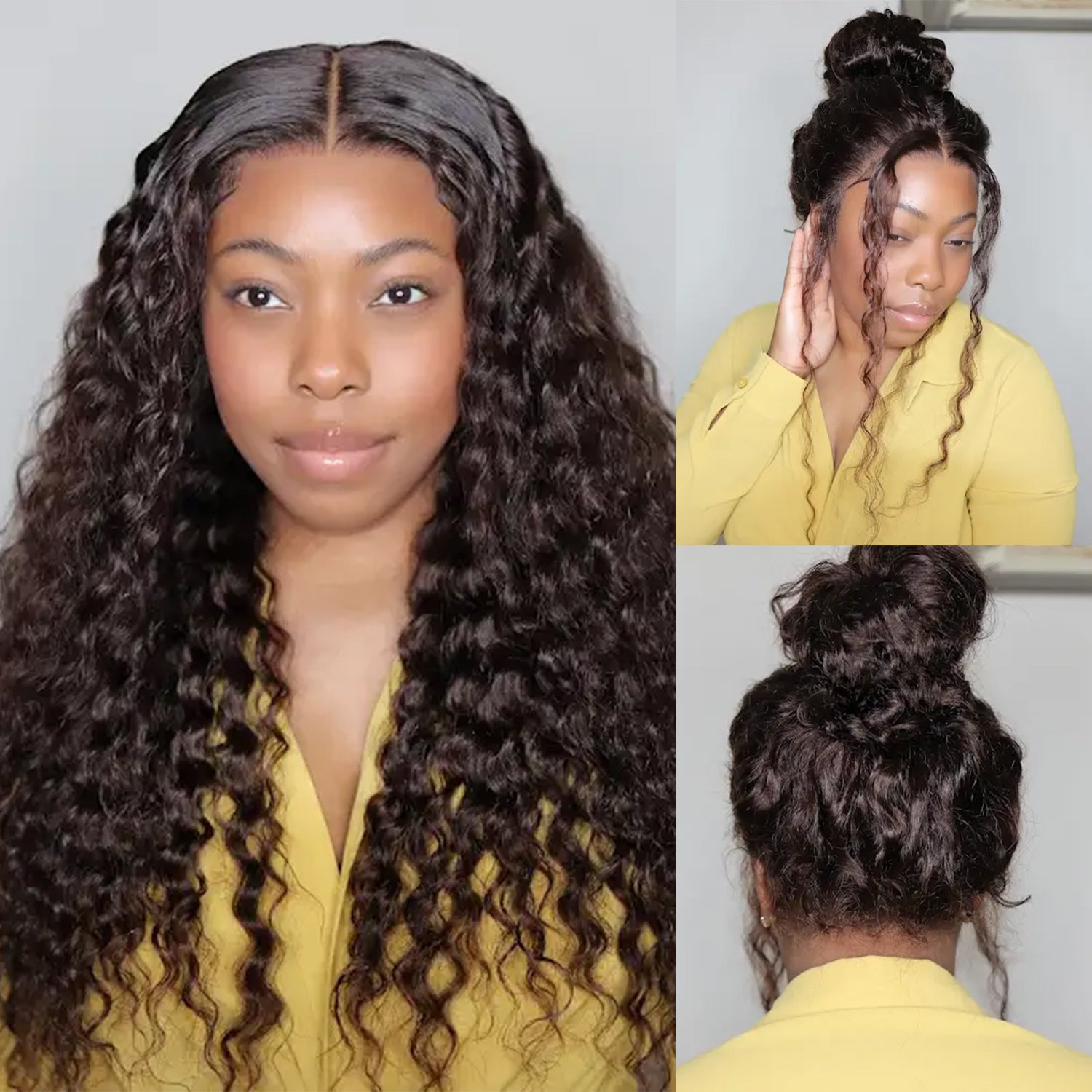 #4 Chocolate Brown Invisi-Band 360 Lace Frontal Wig Water Wave Pre Plucked Human Hair Wigs