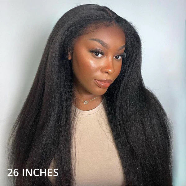 3 In 1 Half Wigs Easy Wear Kinky Straight Half Wigs With Elastic Drawstring Comfortable Fit No Glue Needed