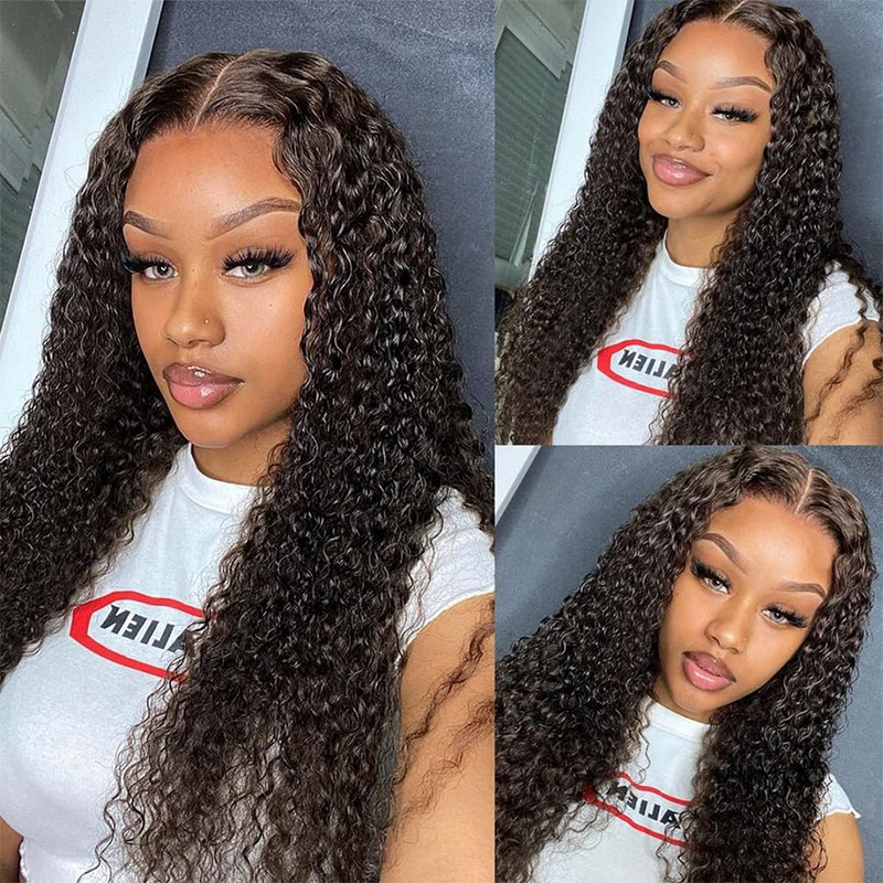 Zlike 26" Water Wave 13x6 Lace Front Wigs 100% Human Hair With Transparent Lace Natural Hairline