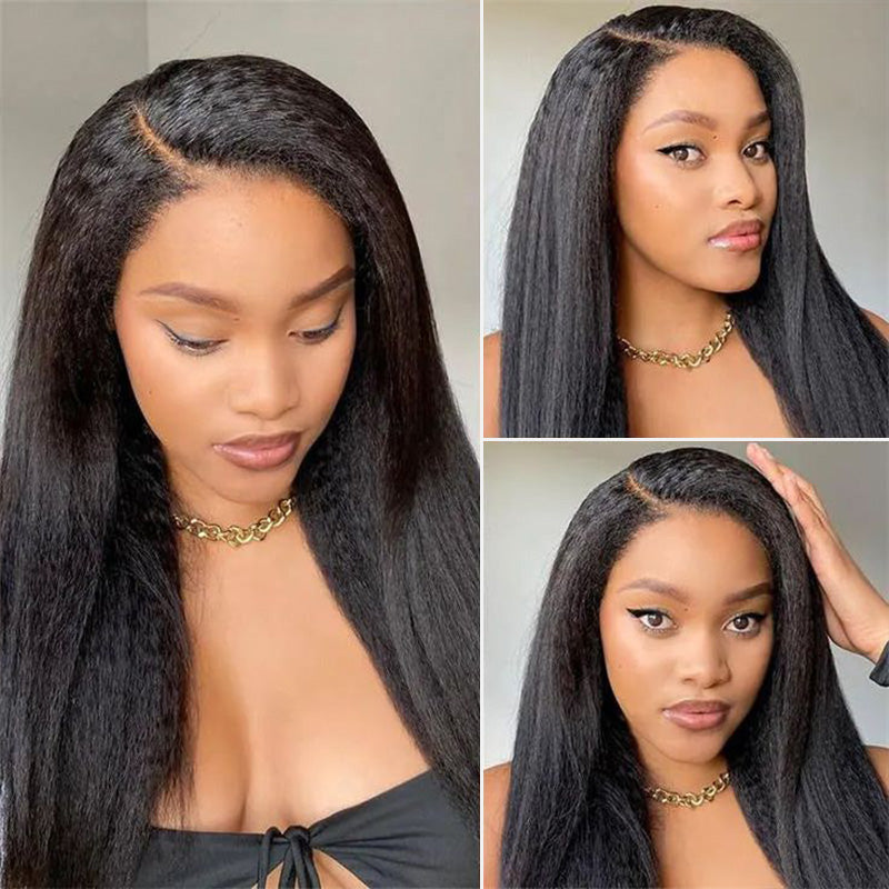 Yaki Straight 9x6 Glueless Lace Closure Human Hair Wigs Bleached Knots Pre-Plucked Natural Hairline