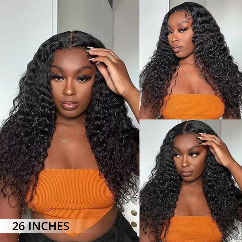 Deep Wave Transparent Lace Closure Wigs 100% Human Hair Wigs  Beginner Friendly