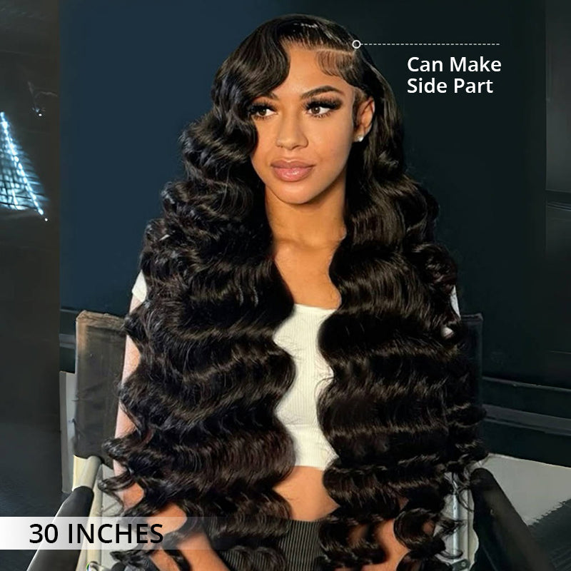 Loose Wave Wigs 300% Density Virgin Human Hair Bleach Konts Transparent Lace Front Wigs Pre Plucked Hairline