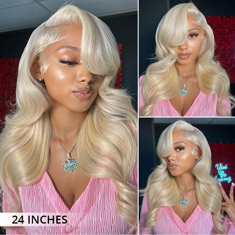 Zlike #613 Blonde Wigs Body Wave Lace Front  Wig 300% Density 100% Human Hair Transparent Lace Front Wigs For Women