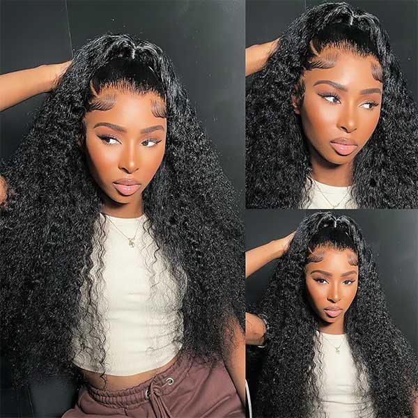 24"=$168 Water Wave Invisi-Strap 360 Lace Frontal Wigs Bleached Knots Pre Cut Human Hair Wigs